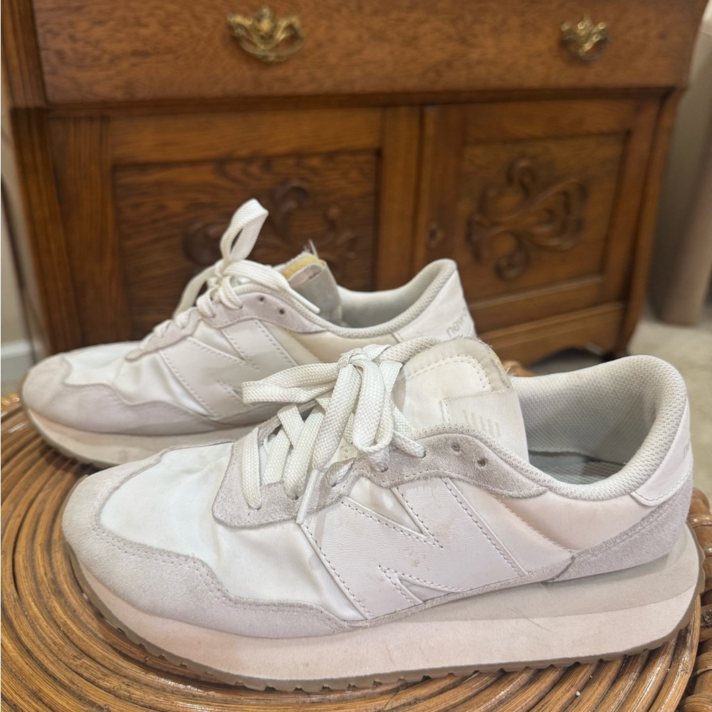 New Balance White and Gray Sneakers